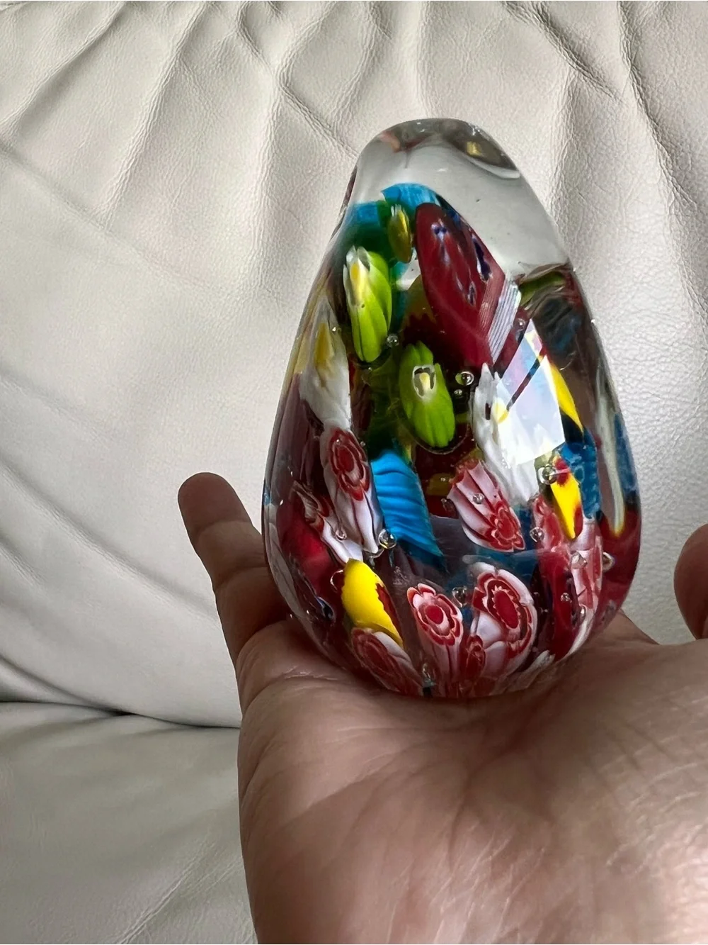 Murano Style Art Glass Bird Figurine Paperweight Colorful Millefiori